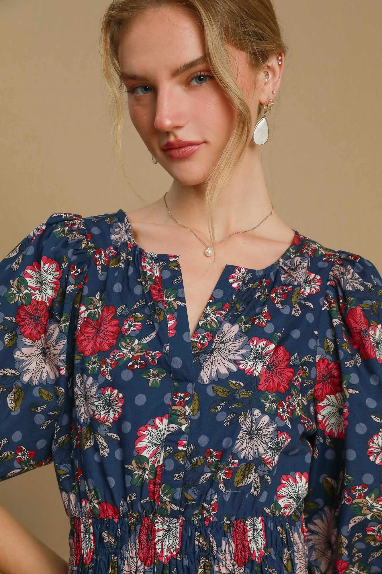 Puff Sleeve Floral Dress