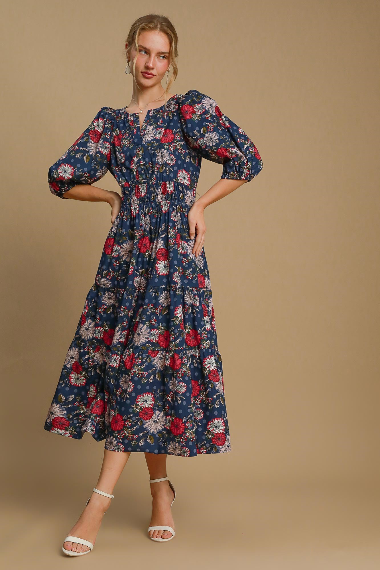 Puff Sleeve Floral Dress