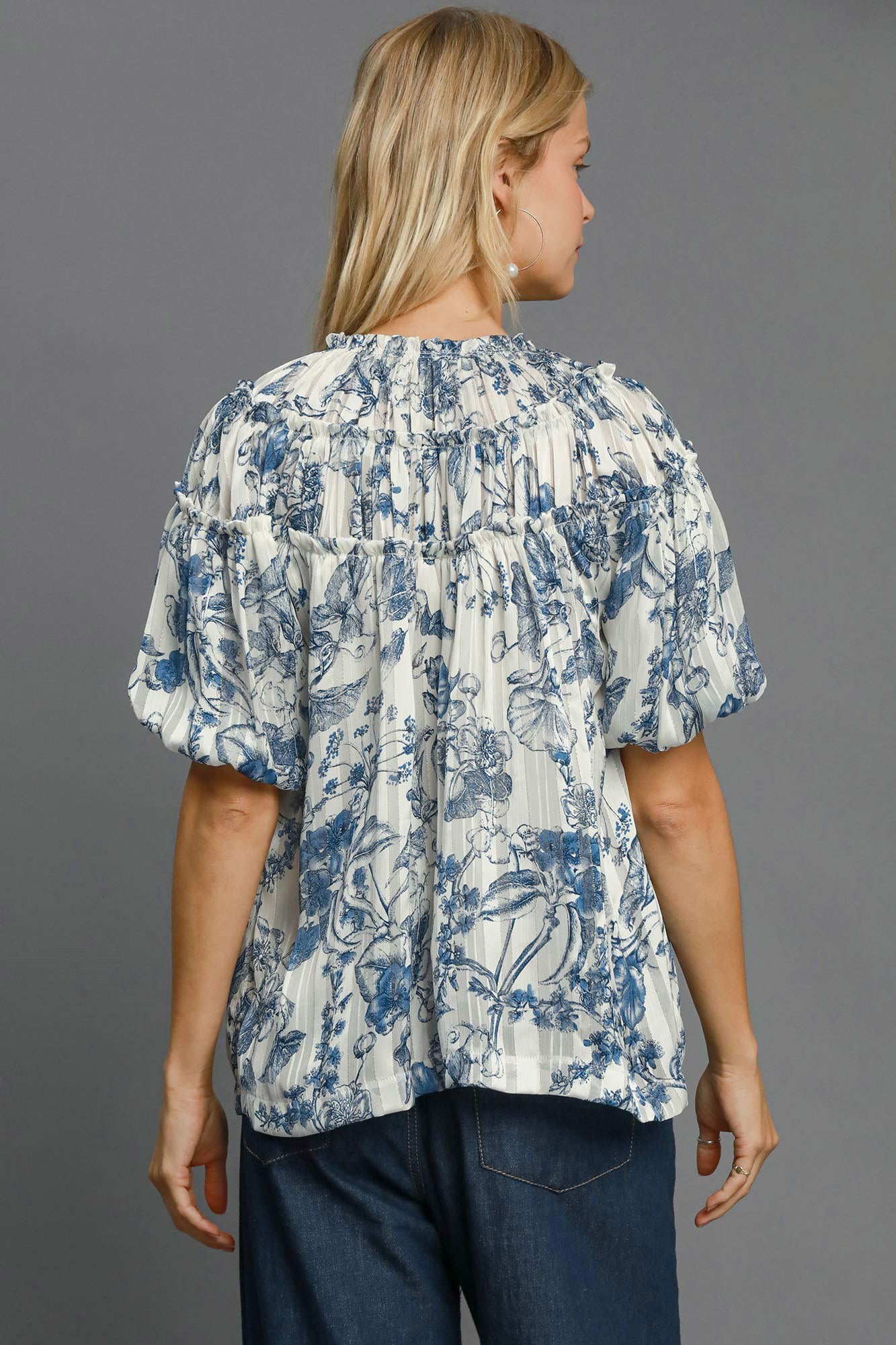 Metallic Detail Ruffle Top