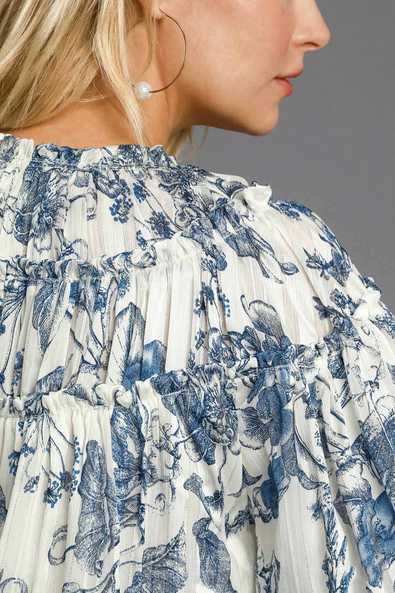 Metallic Detail Ruffle Top