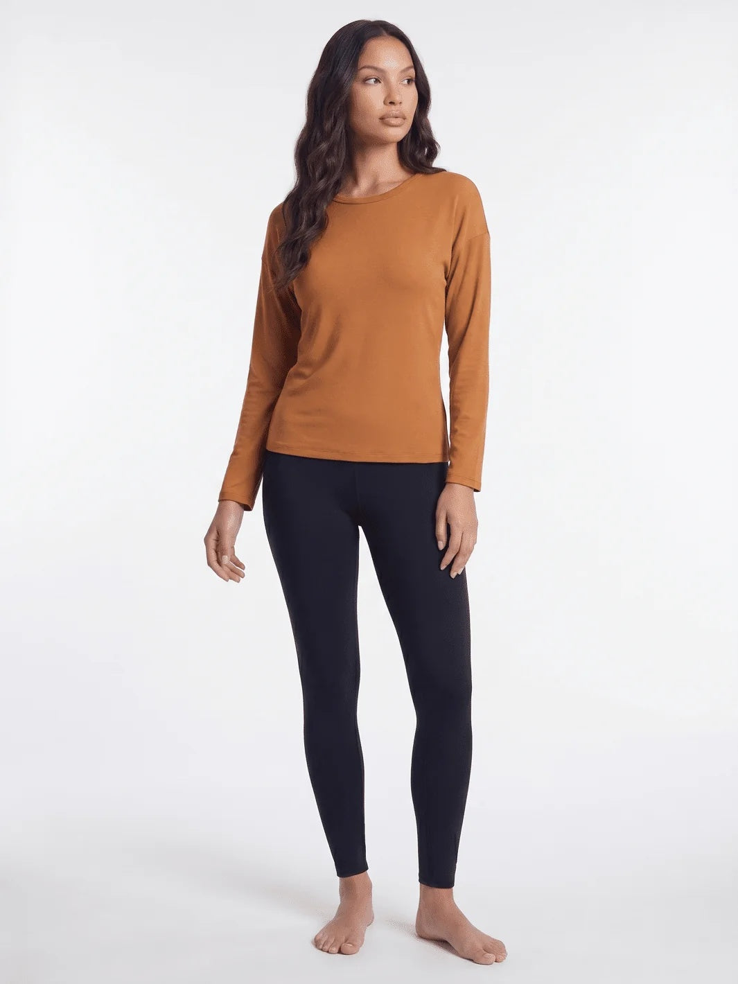 Long Sleeve Rib Knit Top - Camel
