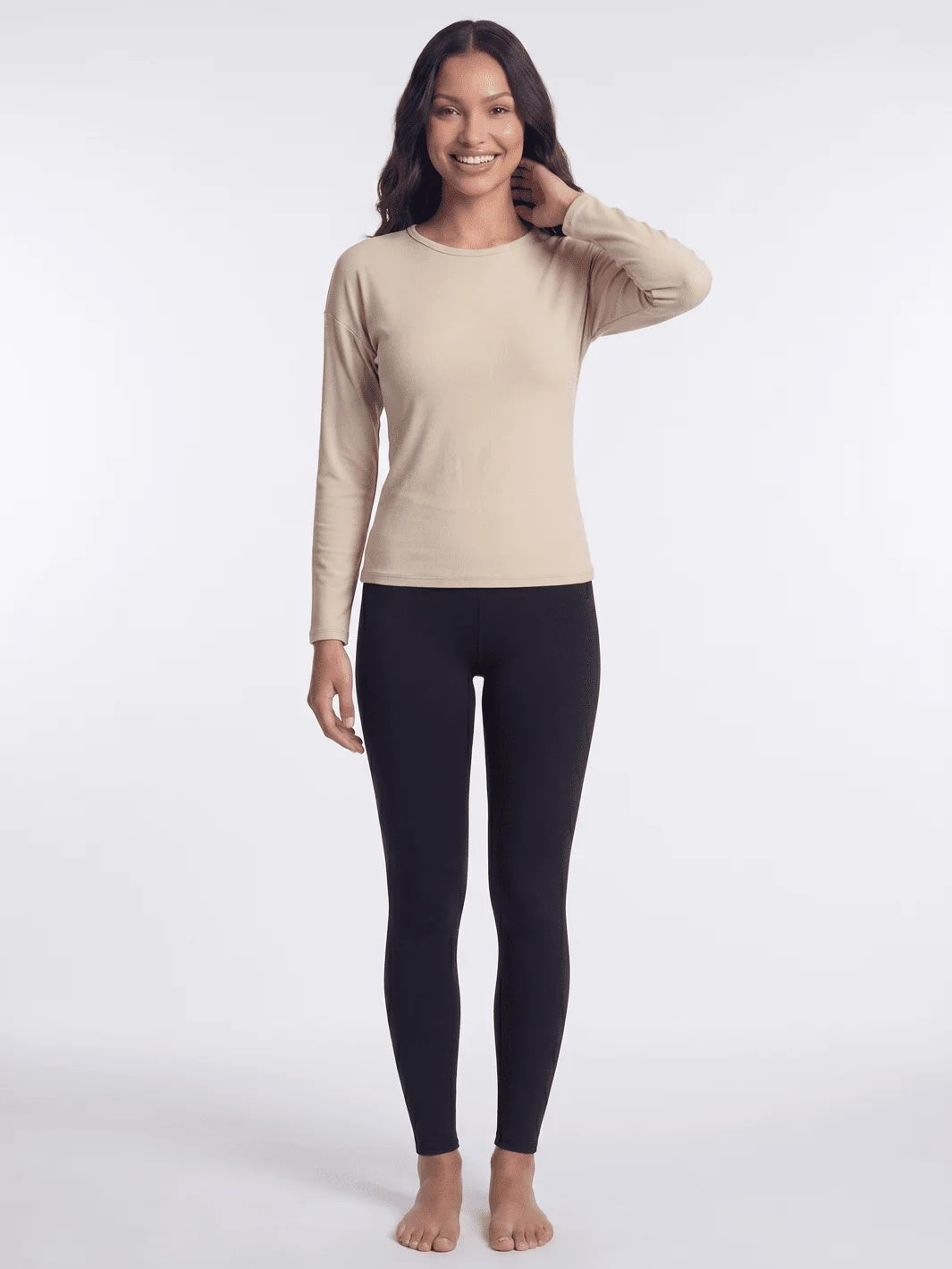 Long Sleeve Rib Knit Top - Khaki