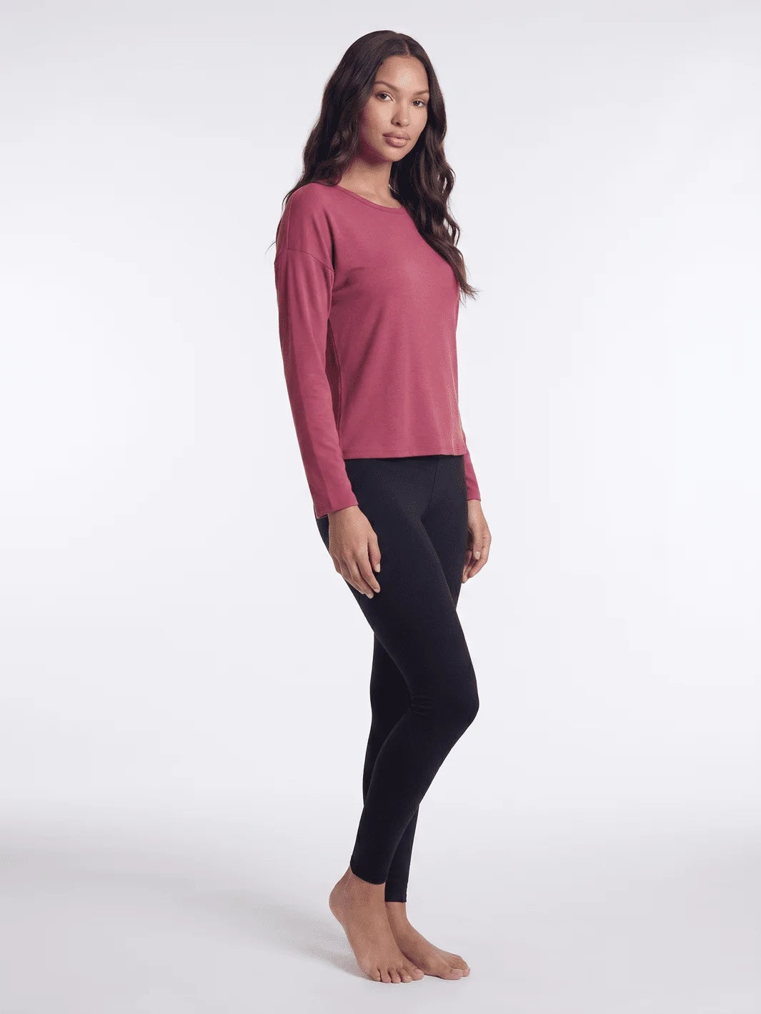 Long Sleeve Rib Knit Top - Rose