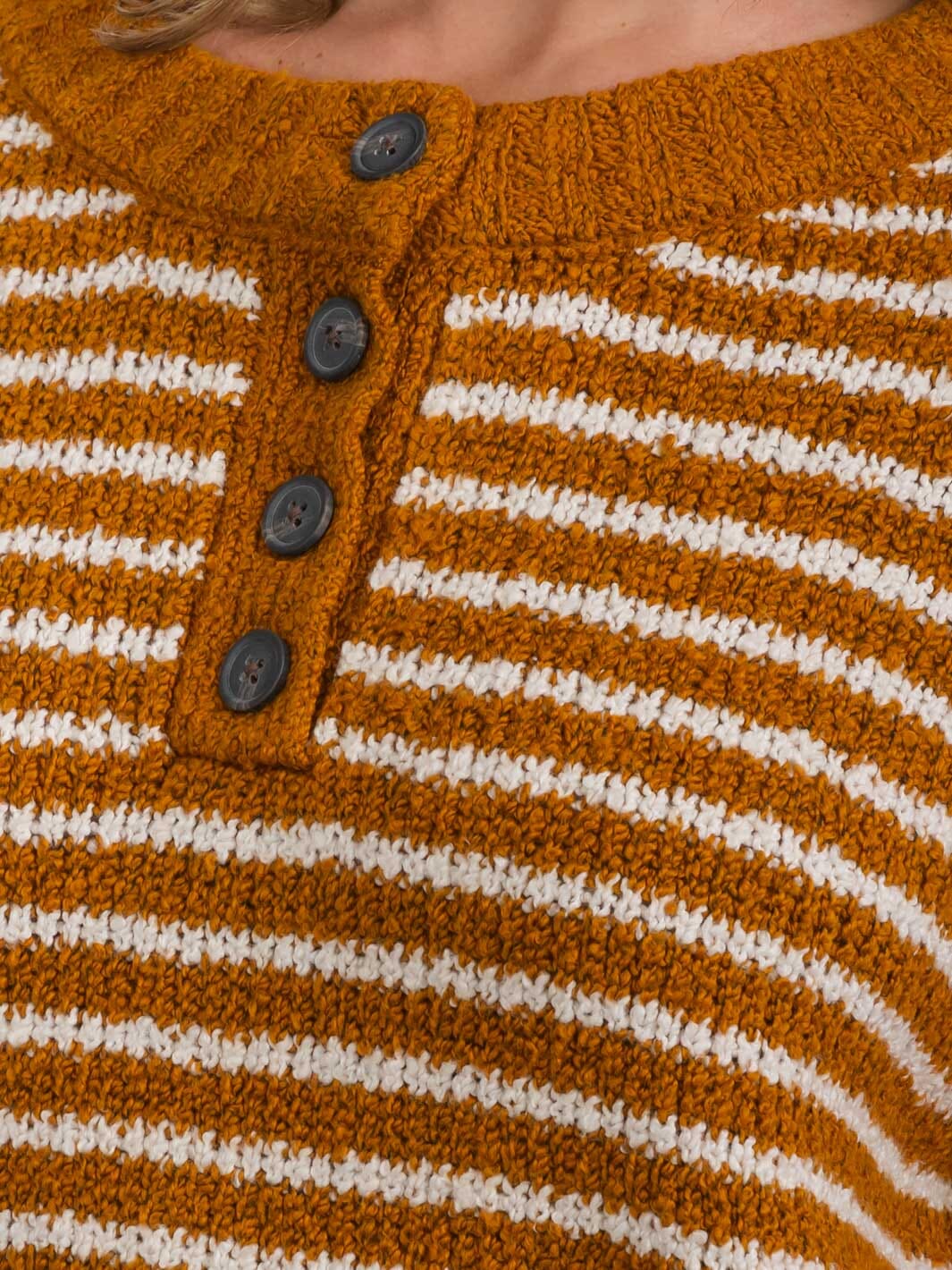 Quarter Button Striped Sweater