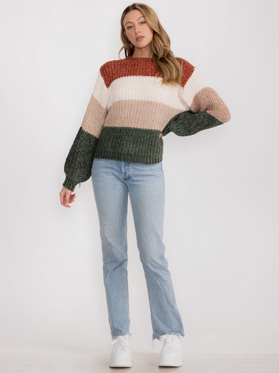 Bold Striped Sweater - Rust