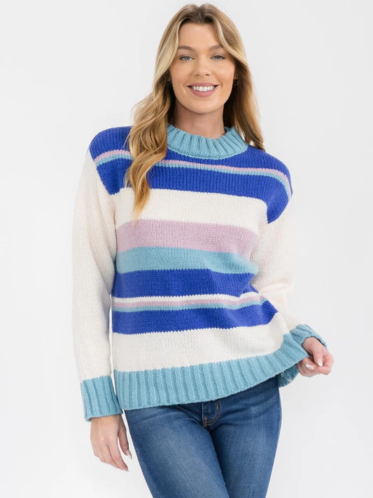 Contrasting Stripes Knit Sweater