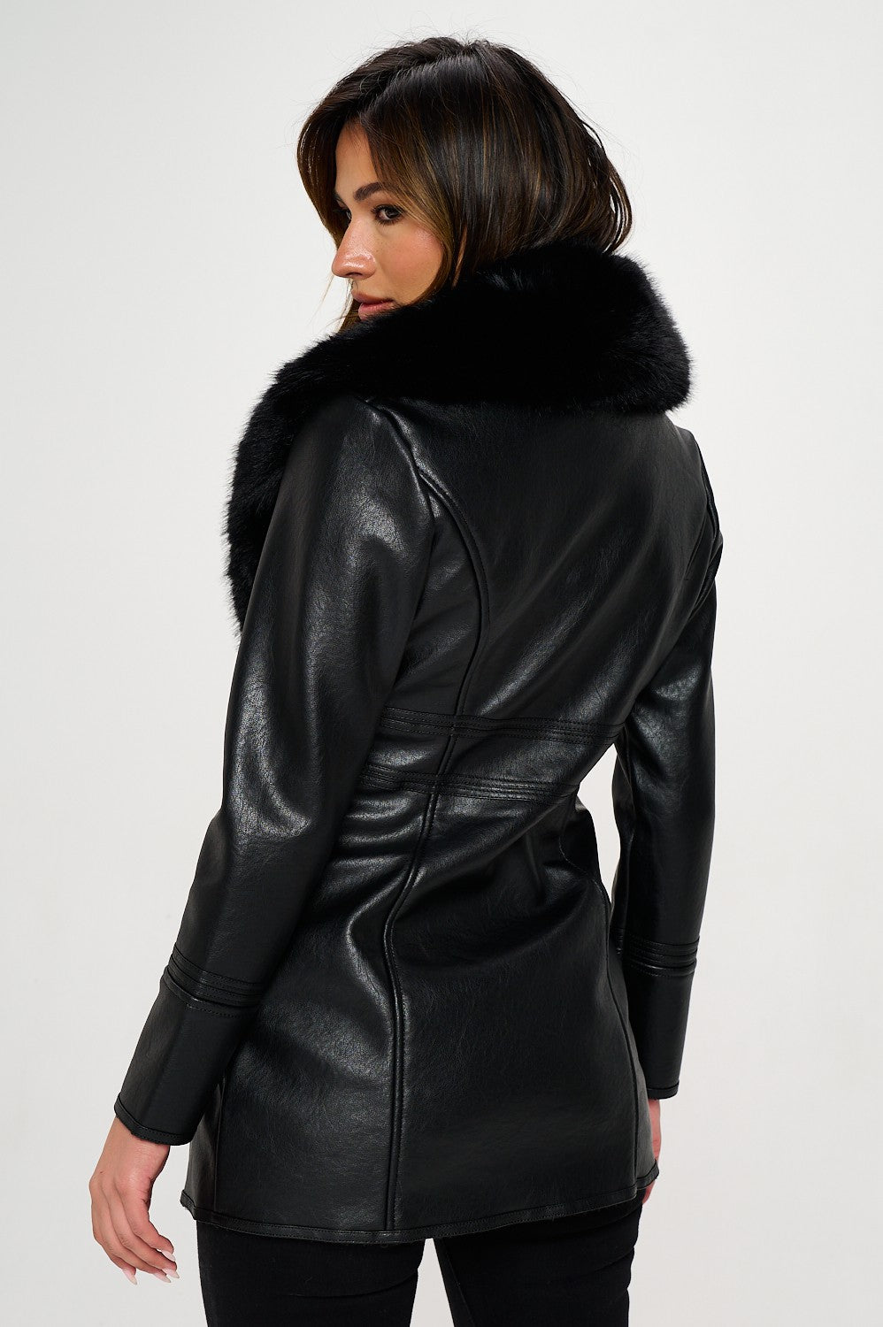 Faux Leather & Fur Jacket