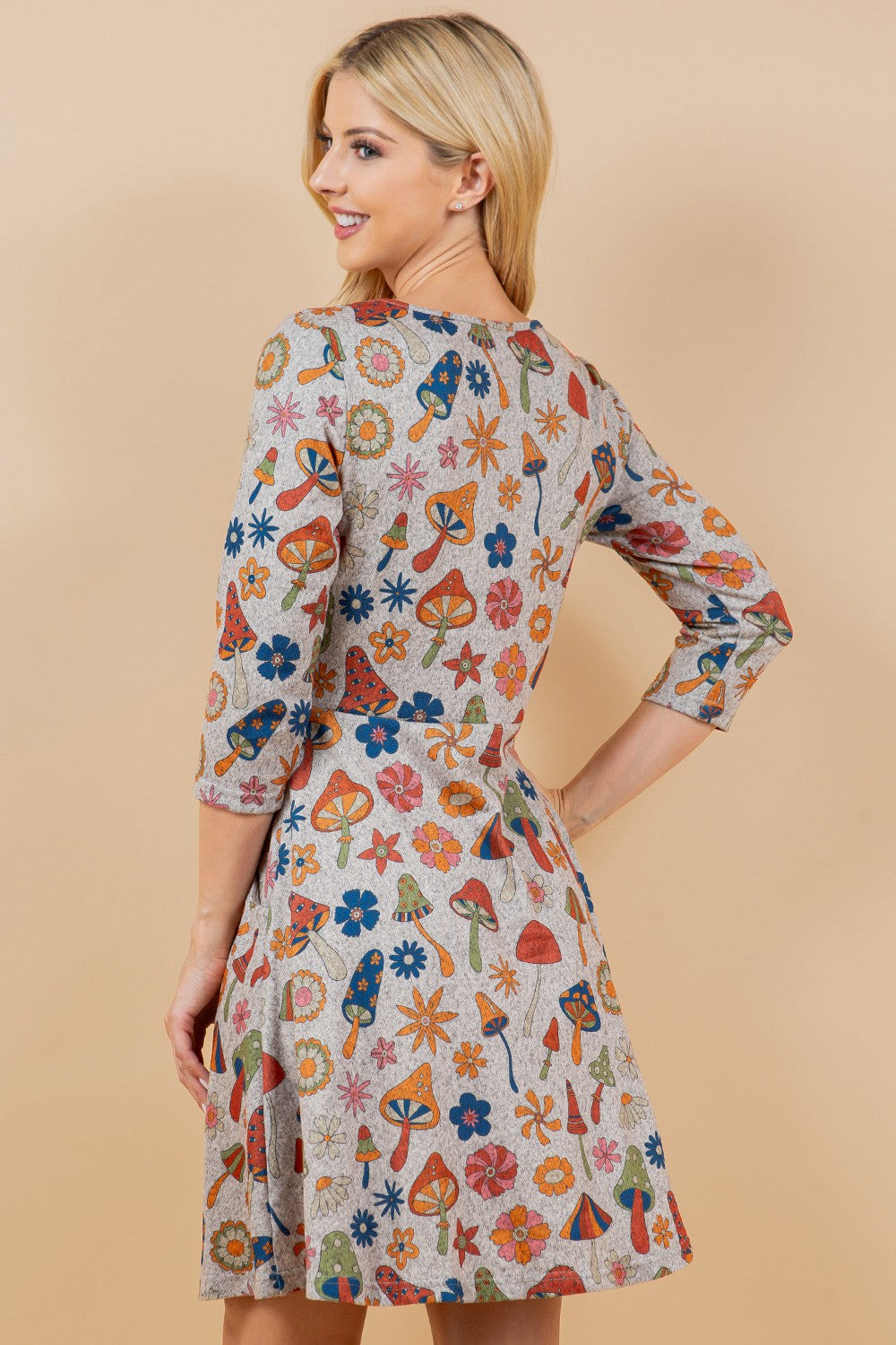 Retro Mushroom Print Dress