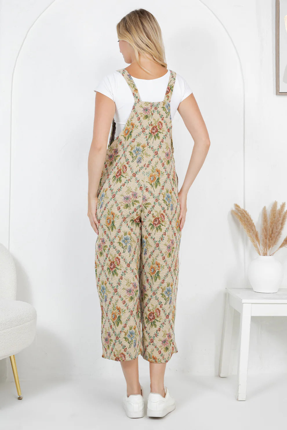 Vintage Floral Tapestry Overalls