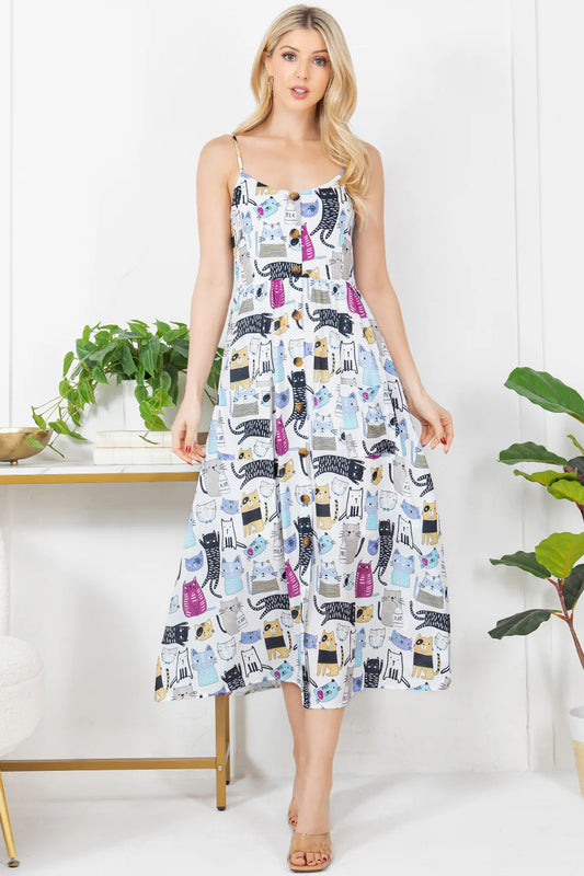 Playful Abstract Cat Dress