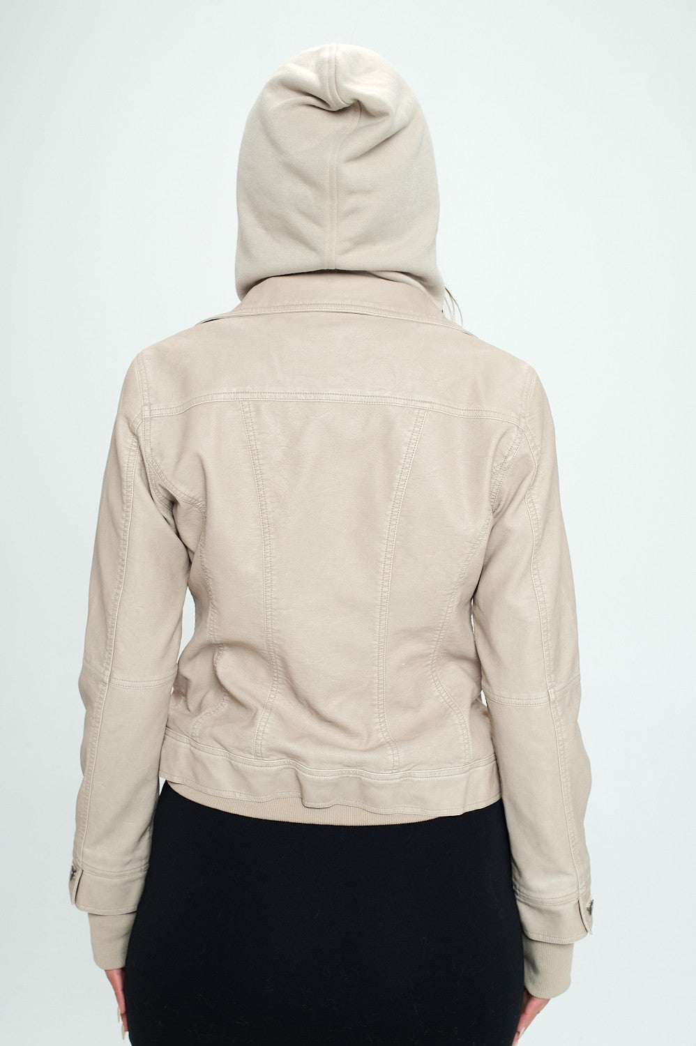 Bomber Jacket with Inset and Hood - Cream