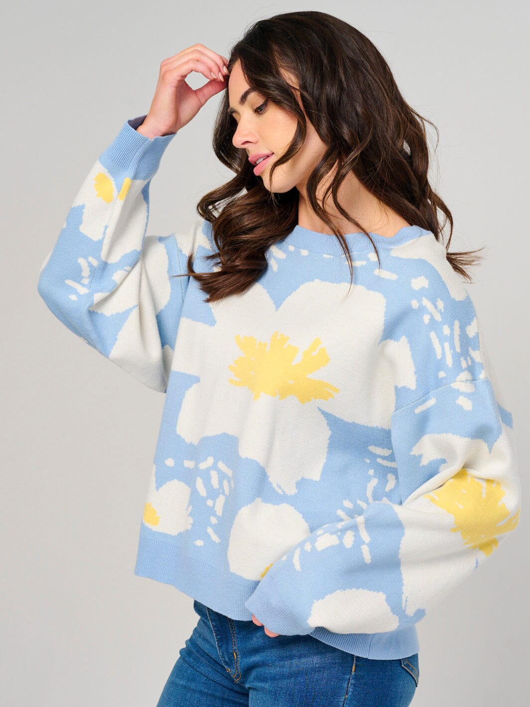Large Floral Print Sweater