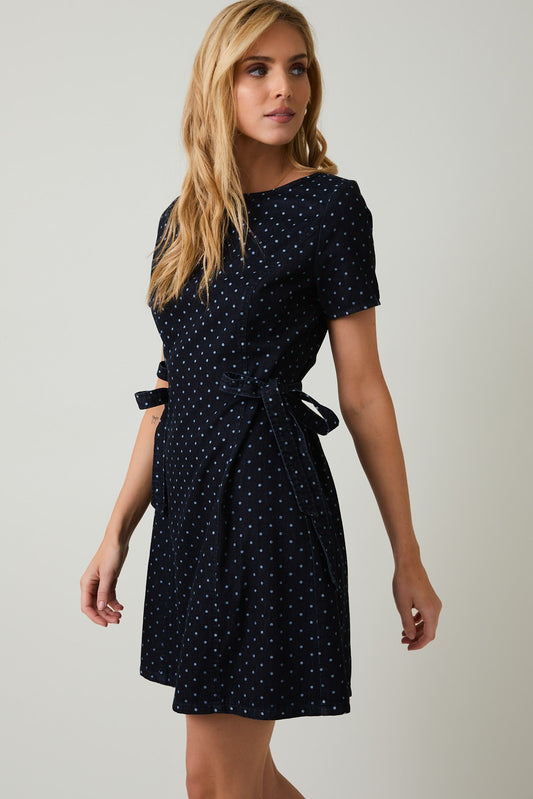 Side Tie Polka Dot Dress