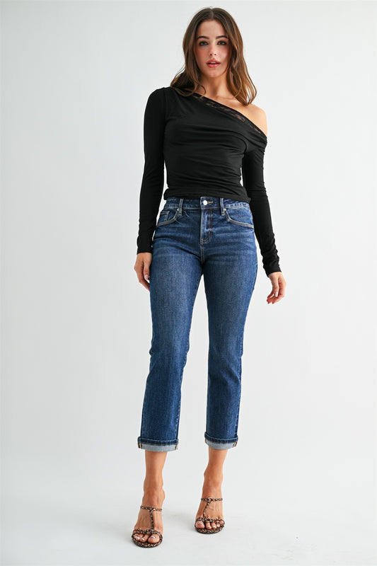 Mid-Rise Straight Crop Jeans