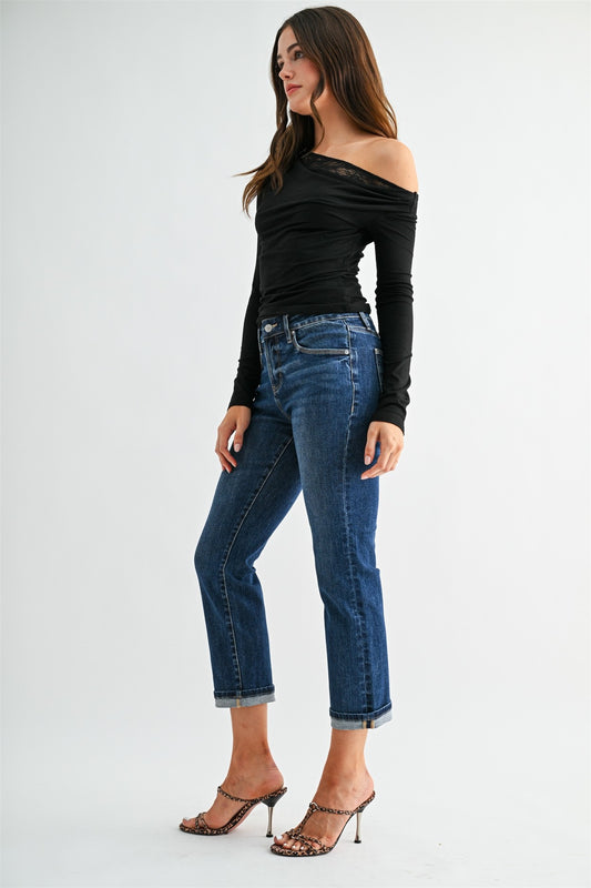 Mid-Rise Straight Crop Jeans