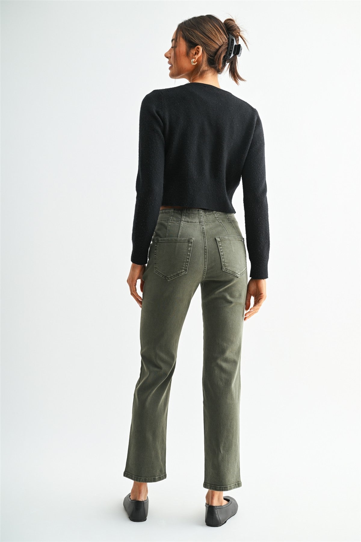 Olive Mid-Rise Straight Jean