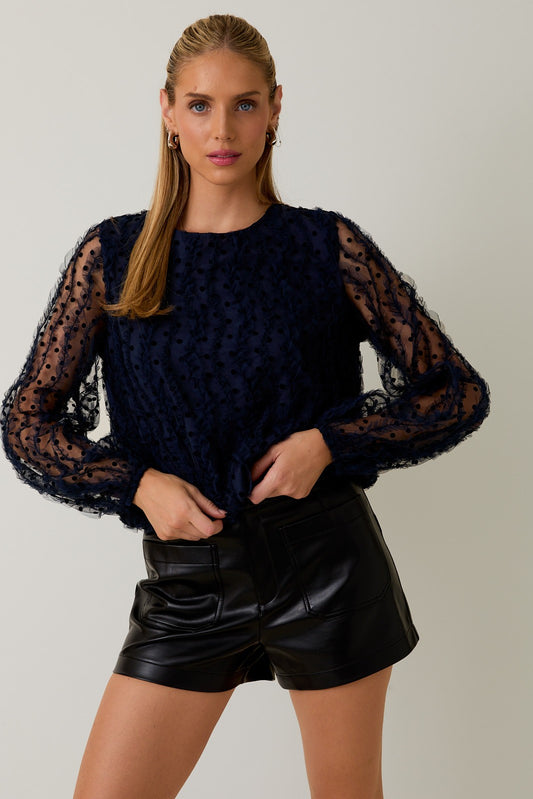 Textured Navy Top