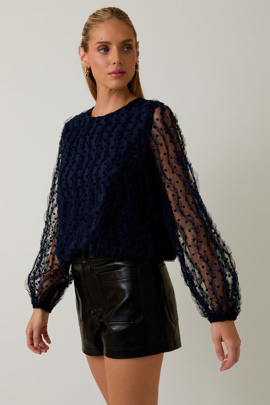 Textured Navy Top