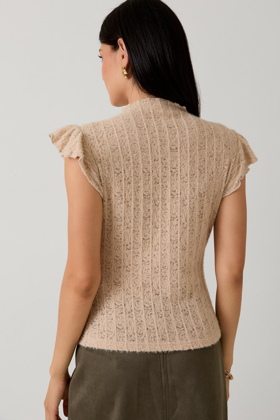 Brushed Lace Top - Beige