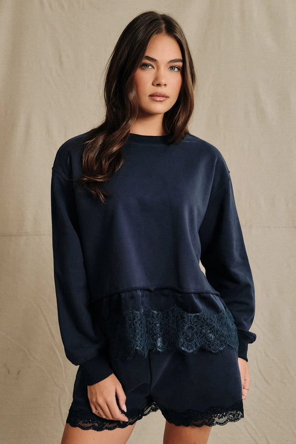 Lace Trim Sweatshirt