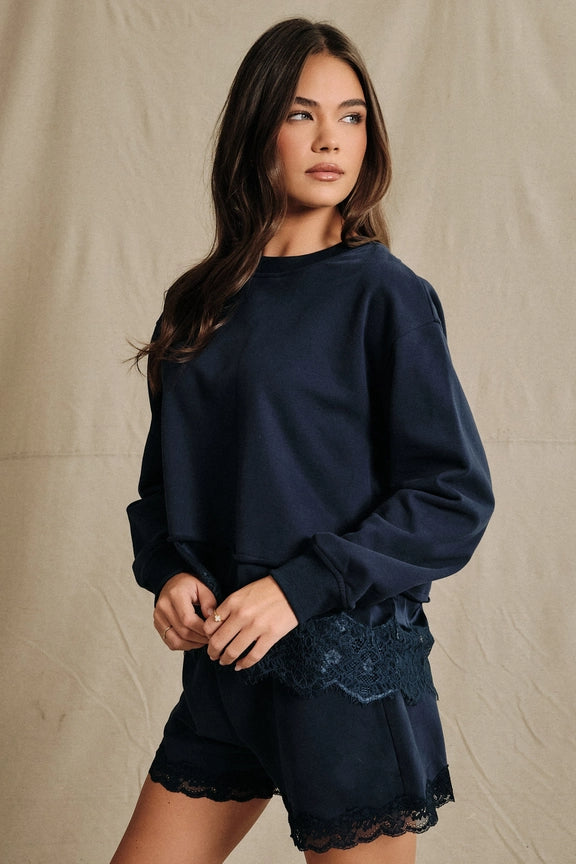 Lace Trim Sweatshirt