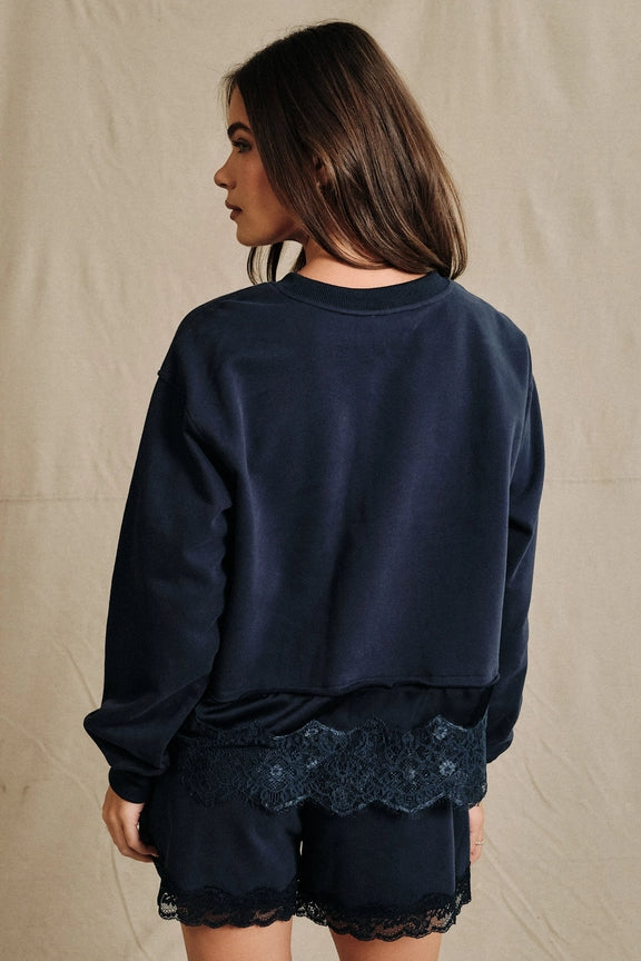 Lace Trim Sweatshirt
