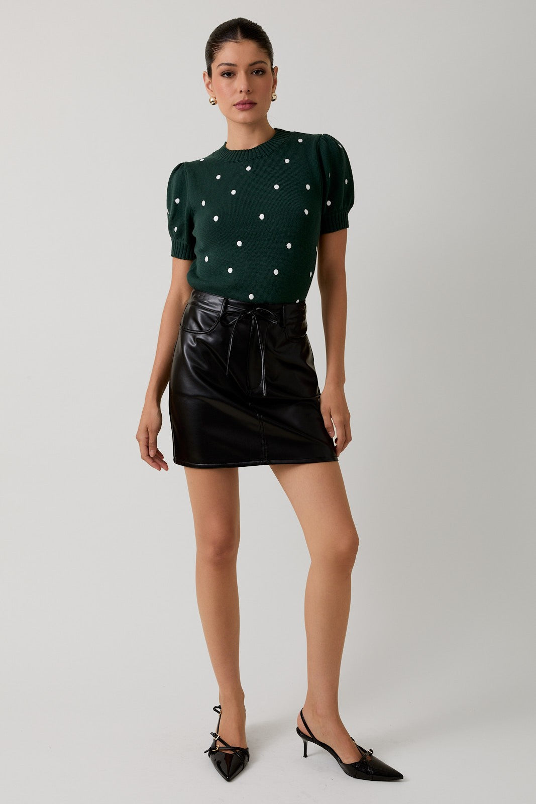 Embroidered Dot Sweater Top