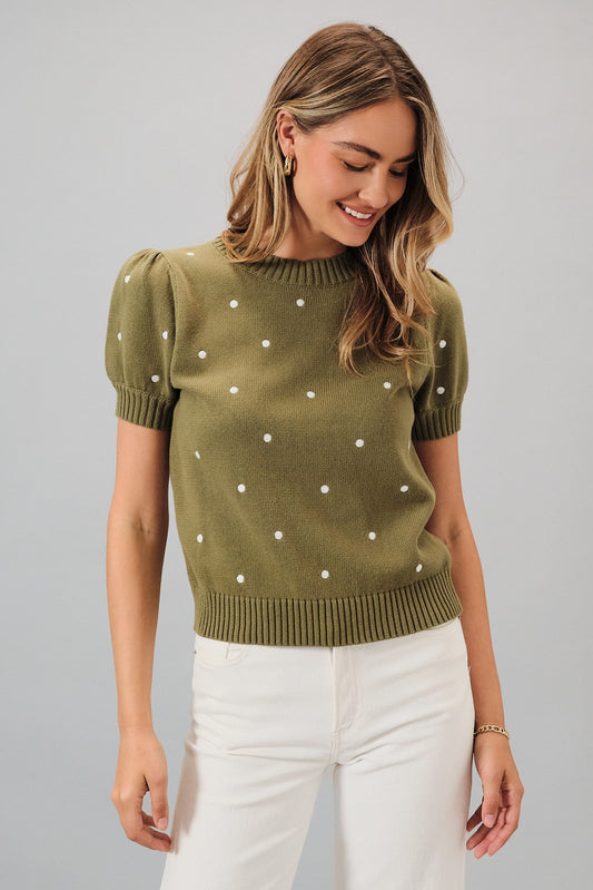 Embroidered Dot Top