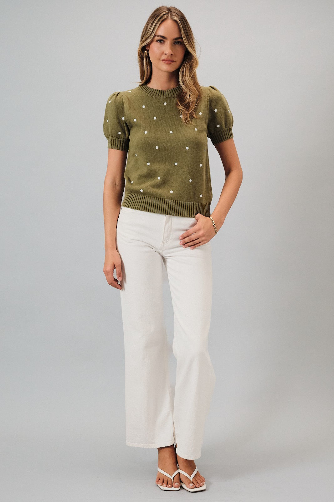 Embroidered Dot Top