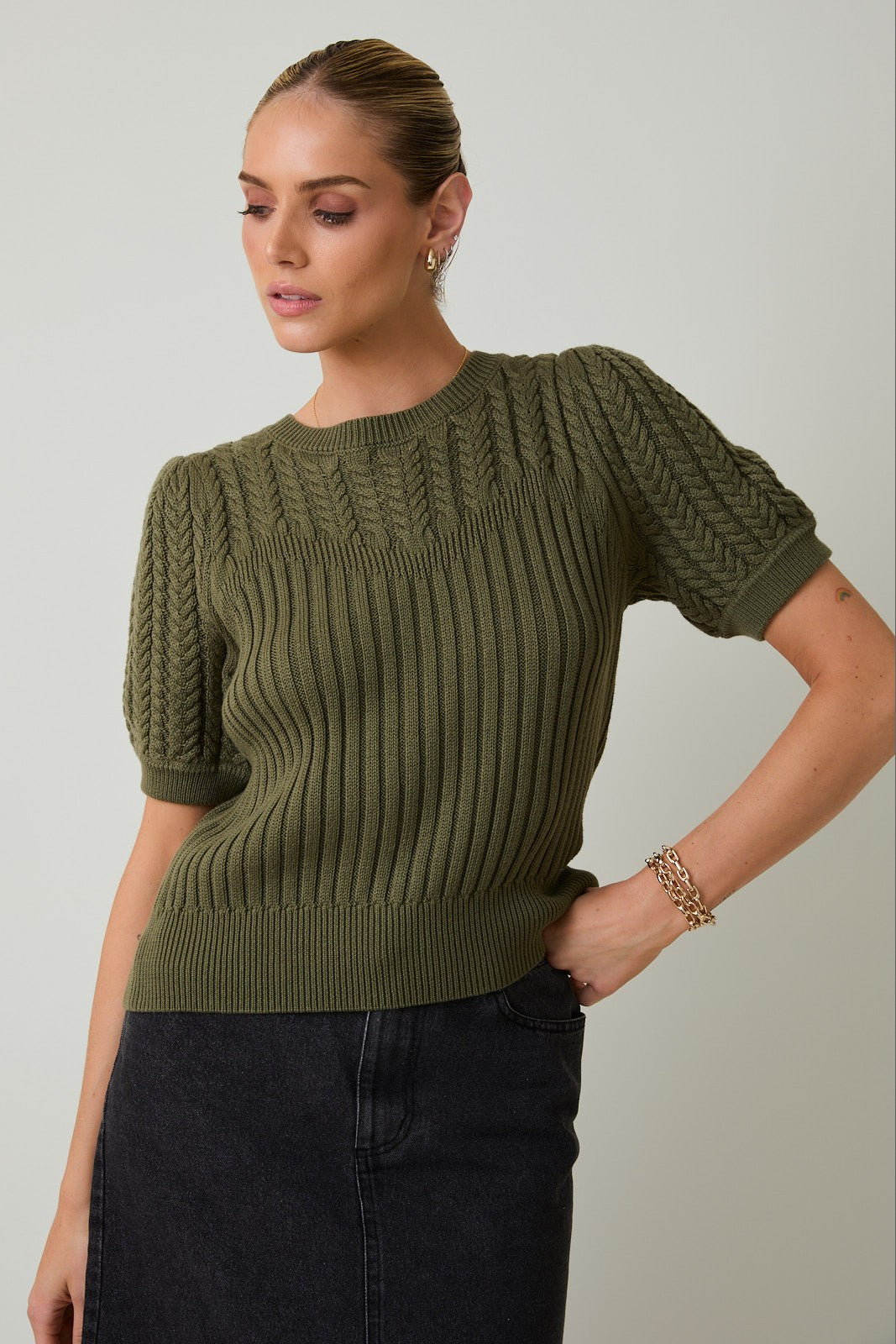 Puff Sleeve Knit Sweater Top