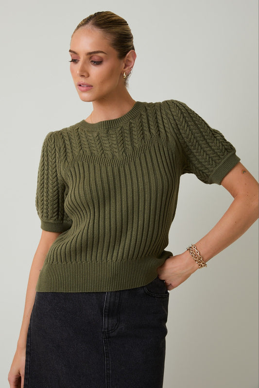 Puff Sleeve Knit Sweater Top