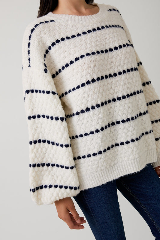 Balloon Sleeve Striped Sweater