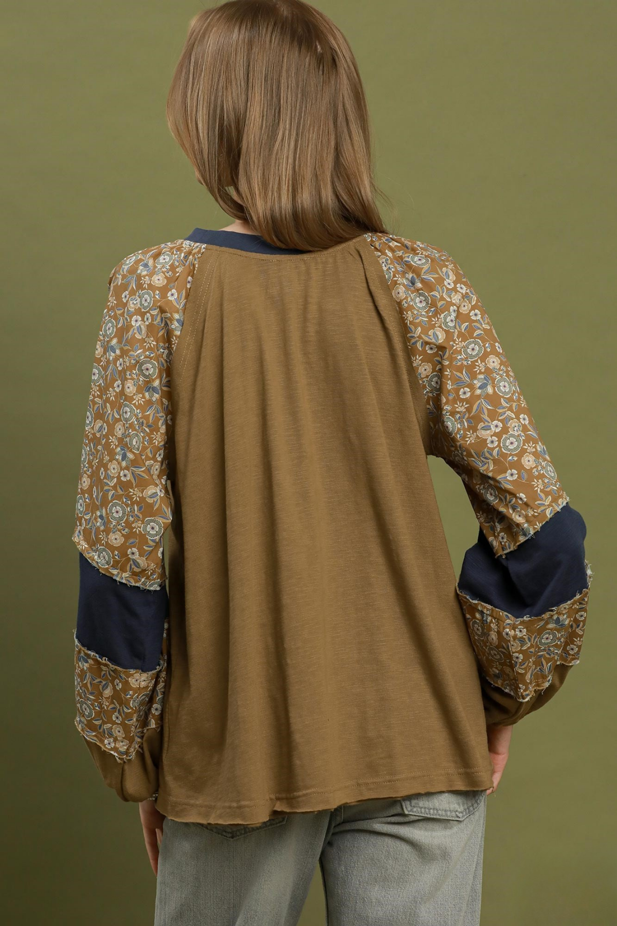 Floral Contrast Mixed Top