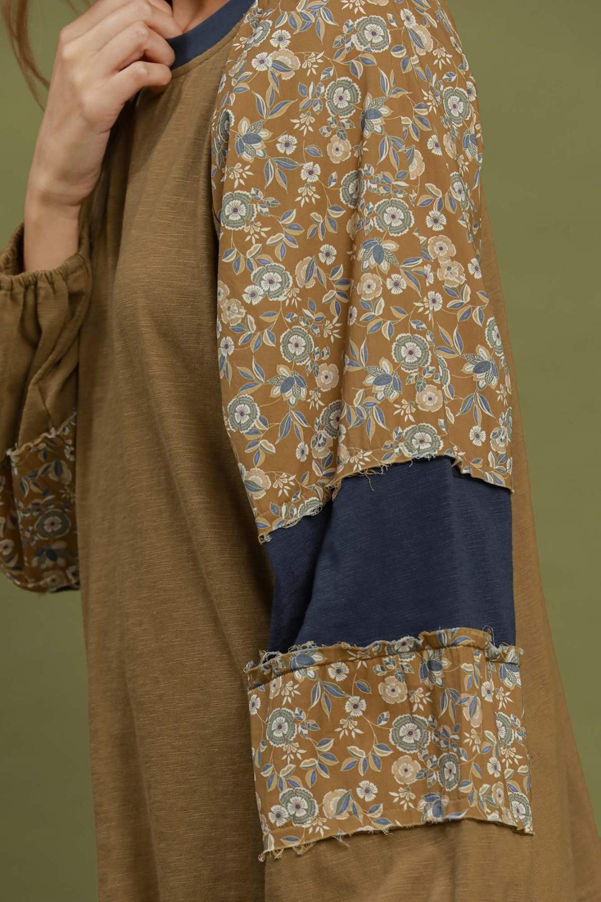 Floral Contrast Mixed Top