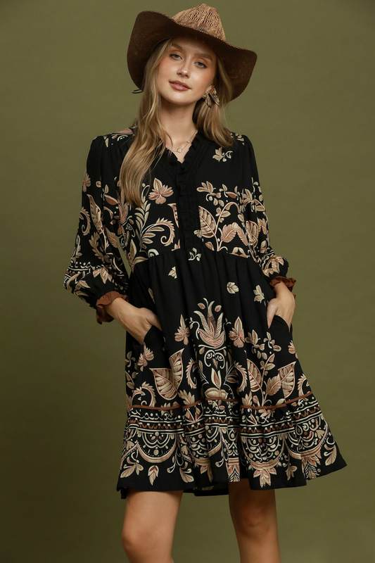 Border Print Dress