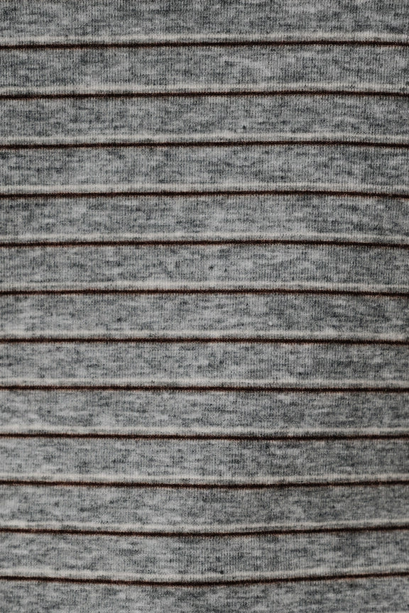 Stitch Detail Stripe Top - Heather Gray