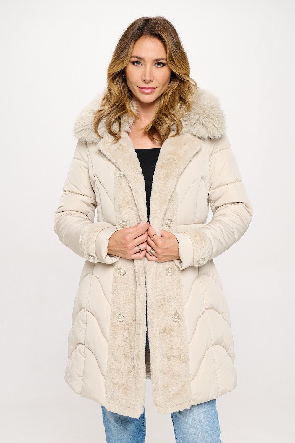 Coquette Puffer Coat - Cream
