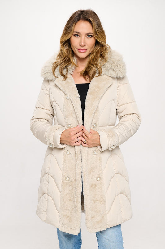 Coquette Puffer Coat - Cream