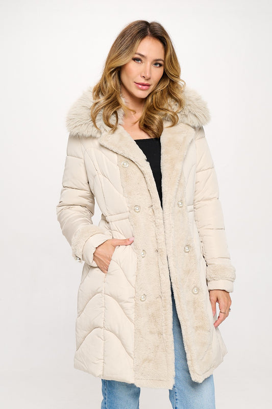 Coquette Puffer Coat - Cream