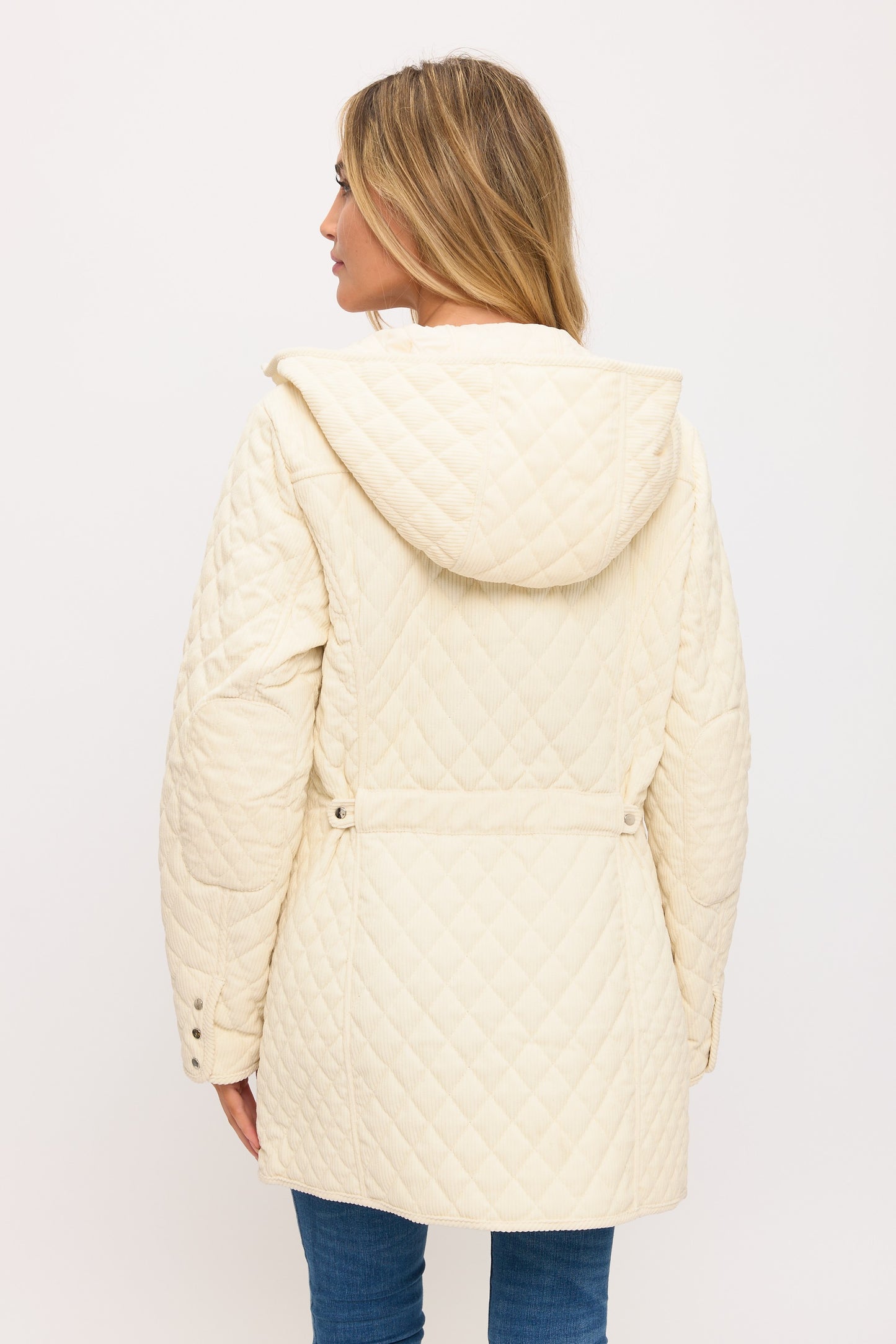 Quilted Corduroy Luxe Parka - Cream