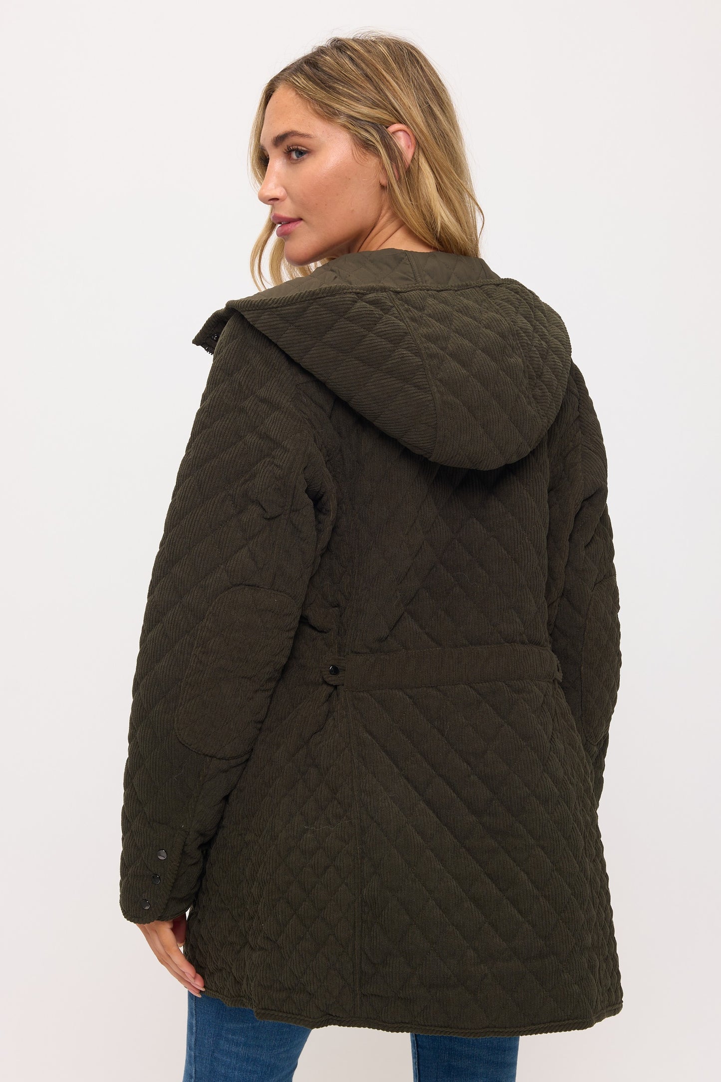 Quilted Corduroy Luxe Parka - Olive