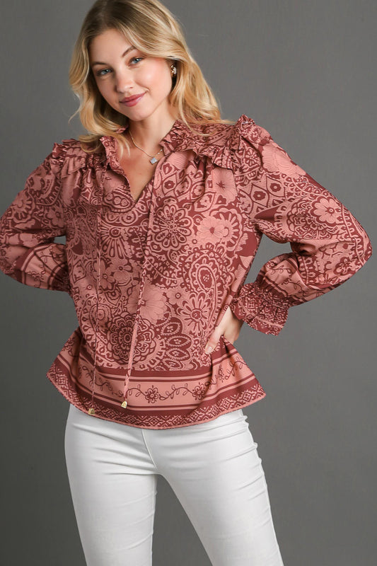 Two Tone Floral Top