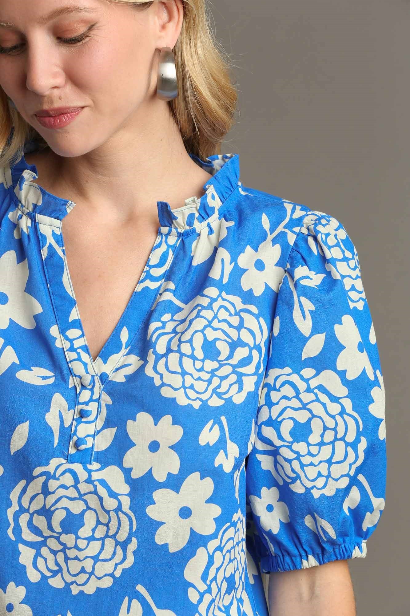 Two Tone Floral Top