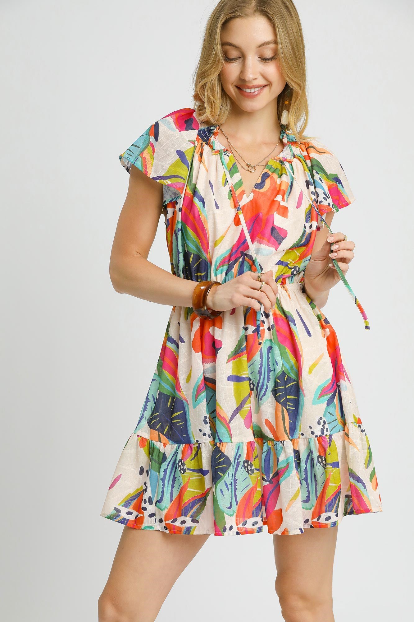 Tropical Ruffle Dress