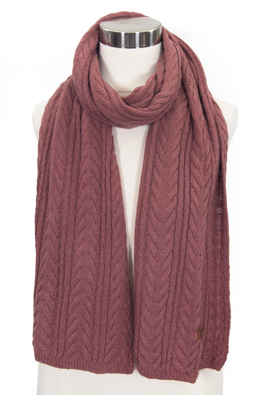 C.C. Cable Knit Scarf - Coco Berry