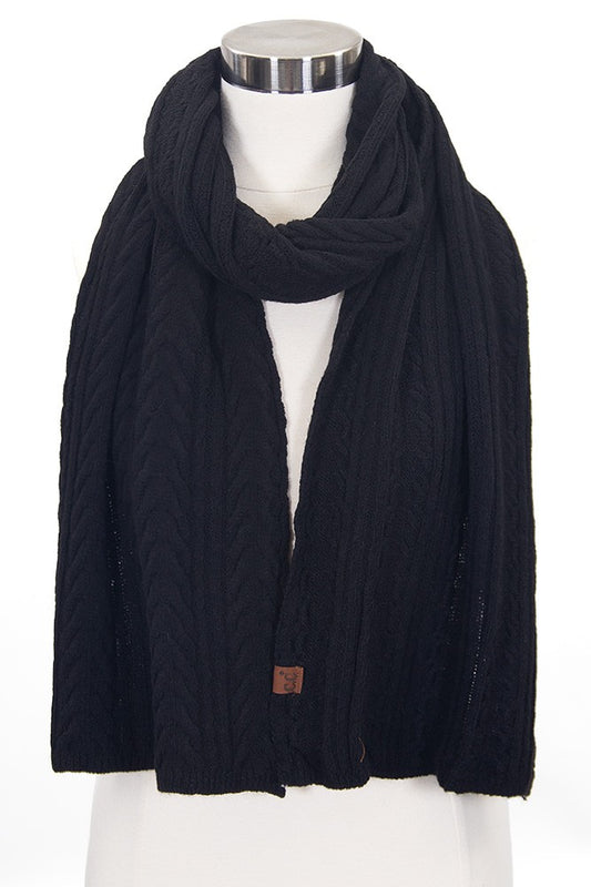 C.C. Cable Knit Scarf - Black