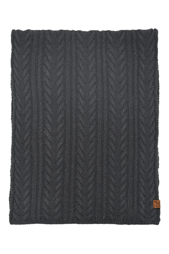 C.C. Cable Knit Scarf - Black
