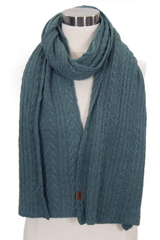 C.C. Cable Knit Scarf - Forest Green