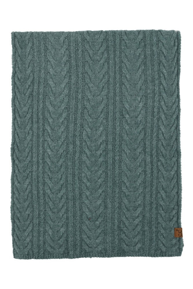 C.C. Cable Knit Scarf - Forest Green