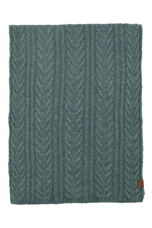 C.C. Cable Knit Scarf - Forest Green